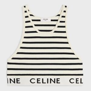 CELINE logo striped sports bra cropped tank top